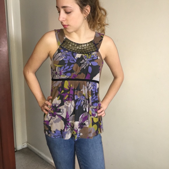 Anthropologie Weston Wear Mesh Floral Top - Picture 7 of 16